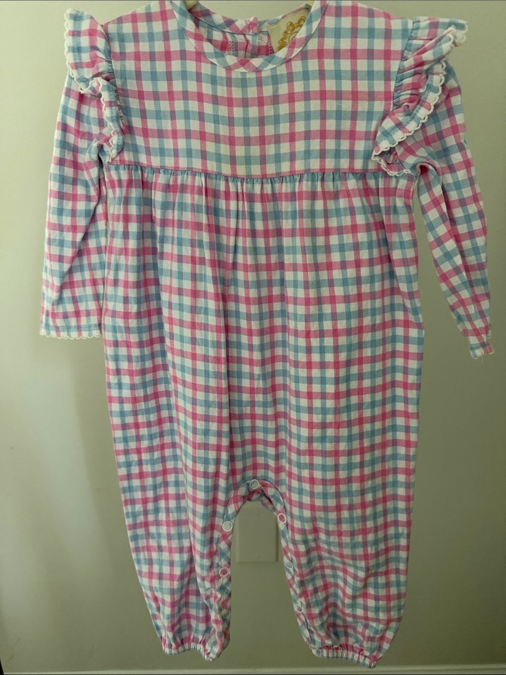 The Beaufort Bonnet Company Pink, Blue & White Plaid One-Piece Footie